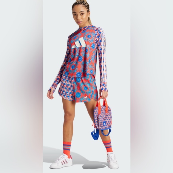 Adidas x FARM Rio Pacer Shorts, Color Bright Red / Signal Cyan, Size M, NWT - Picture 16 of 16